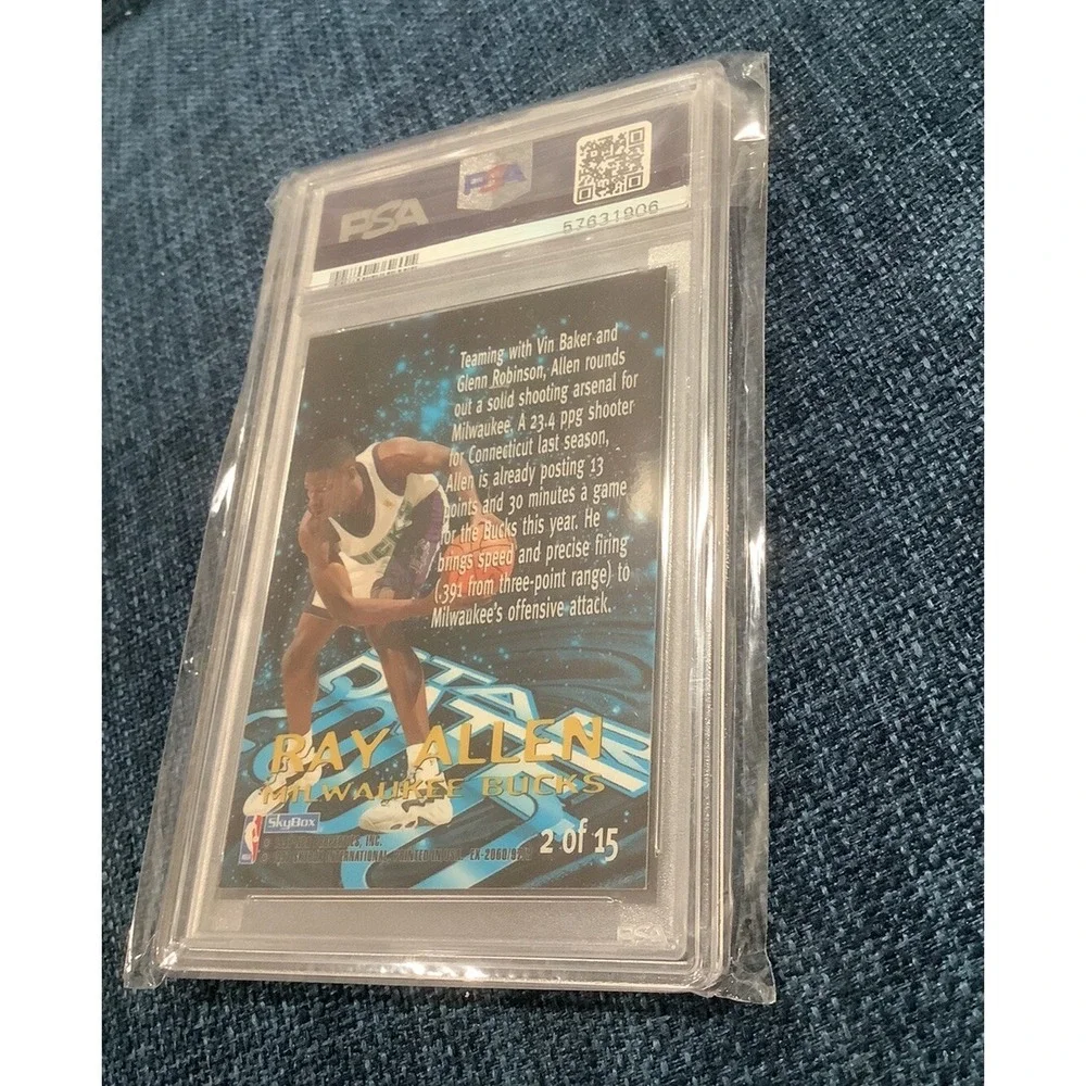1996 Skybox E-X2000 Ray Allen Star Date 2000 Rookie RC #2 PSA 8 NM-MT HOF Bucks